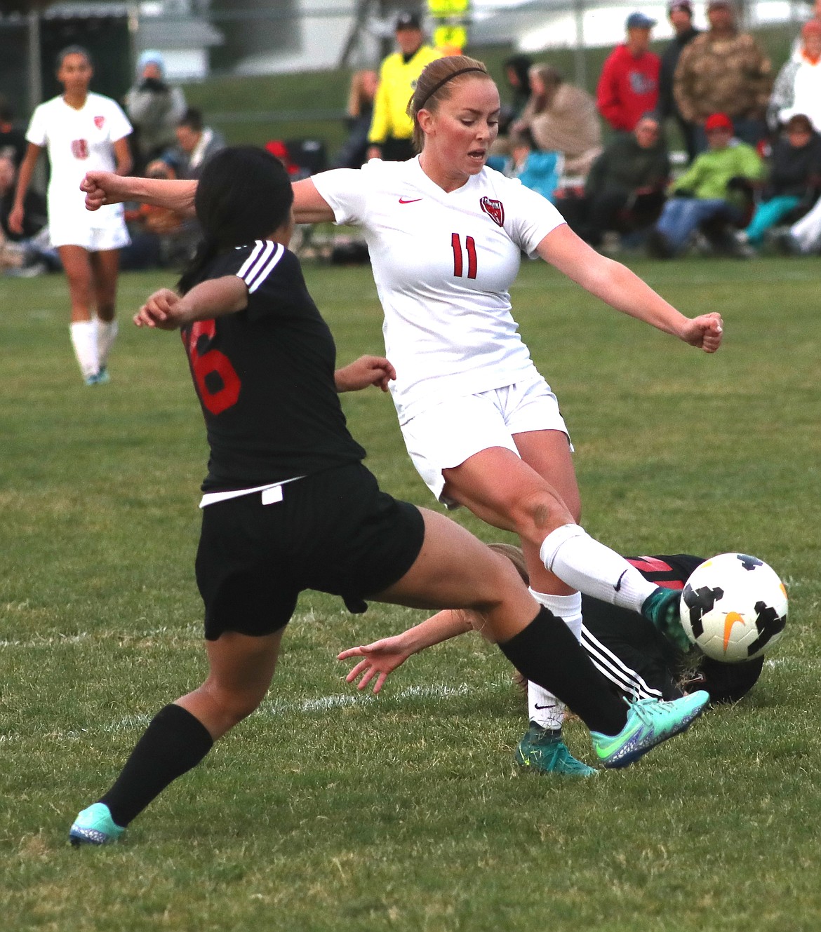 (Photo by ERIC PLUMMER)
Junior forward Emi Lynch, right, was third on the team with seven goals last season, and figures to be instrumental in the attack again this year.