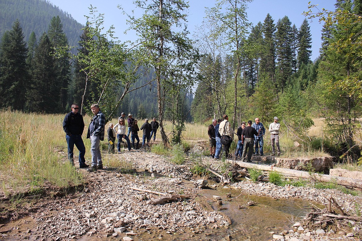 Community members along with various state and local agencies gathered along the banks of Flat Creek to determine the best way to improve the habitat last Friday, as reclamation work is coming to an end.