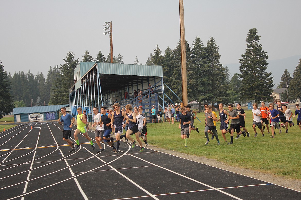 Photos by TANNA YEOUMANS
The boys teams take off for the two-mile race at Saturday&#146;s YEA fundraiser run.