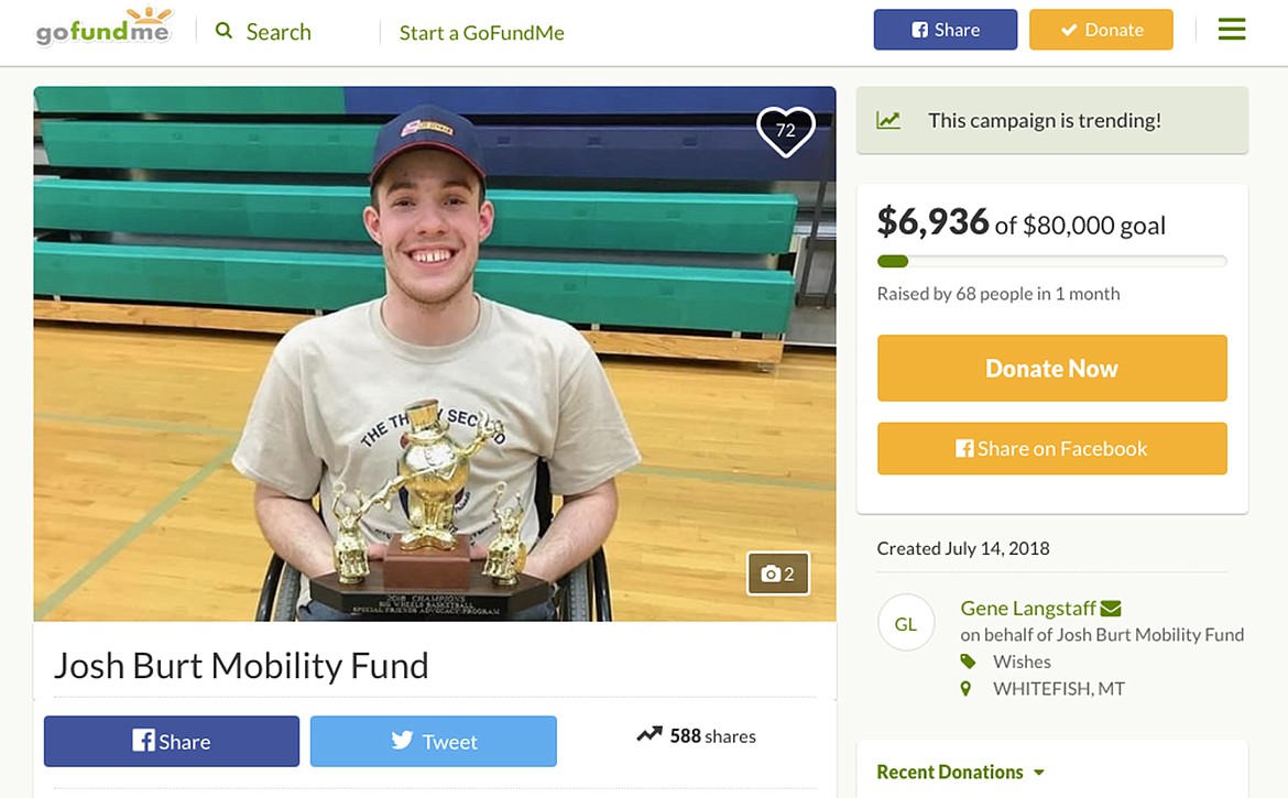 A GoFundMe campaign started by the Langstaff family hopes to gift Josh Burt a wheelchair-accessible pickup truck.