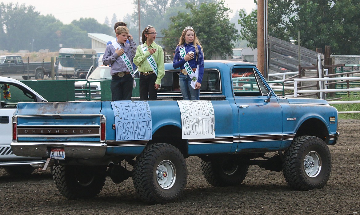 Photo by MANDI BATEMAN
Family Fun Night Royalty stands for the National Anthem.