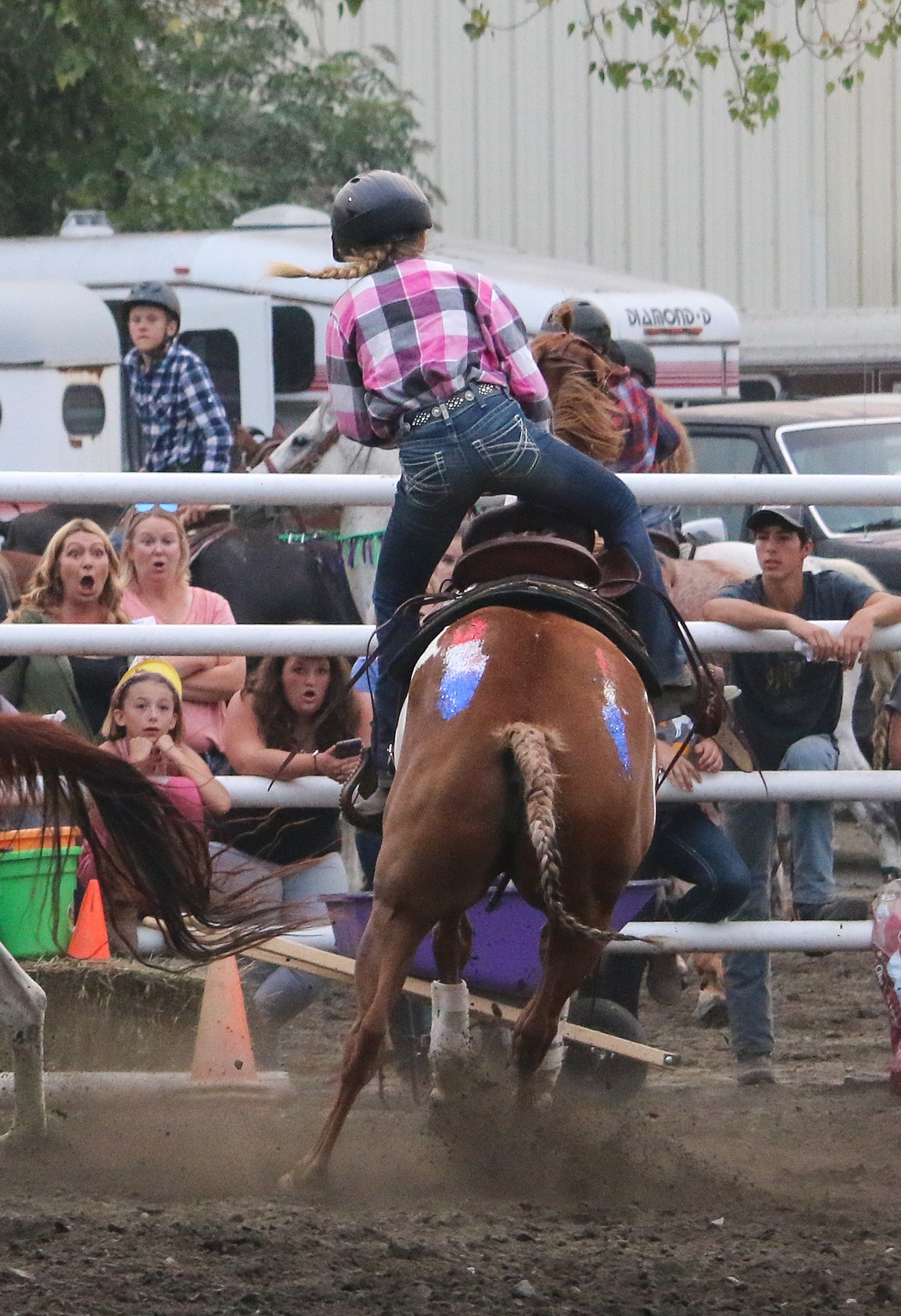 Photo by MANDI BATEMAN
A near collision on horseback had the audience on the edges of their seats.