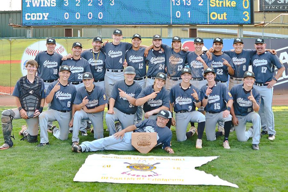 The Glacier Twins pose together with their trophy after winning the Northwest Class A American Legion Baseball Regional Championship last week. (Brian Bistodeau photo)