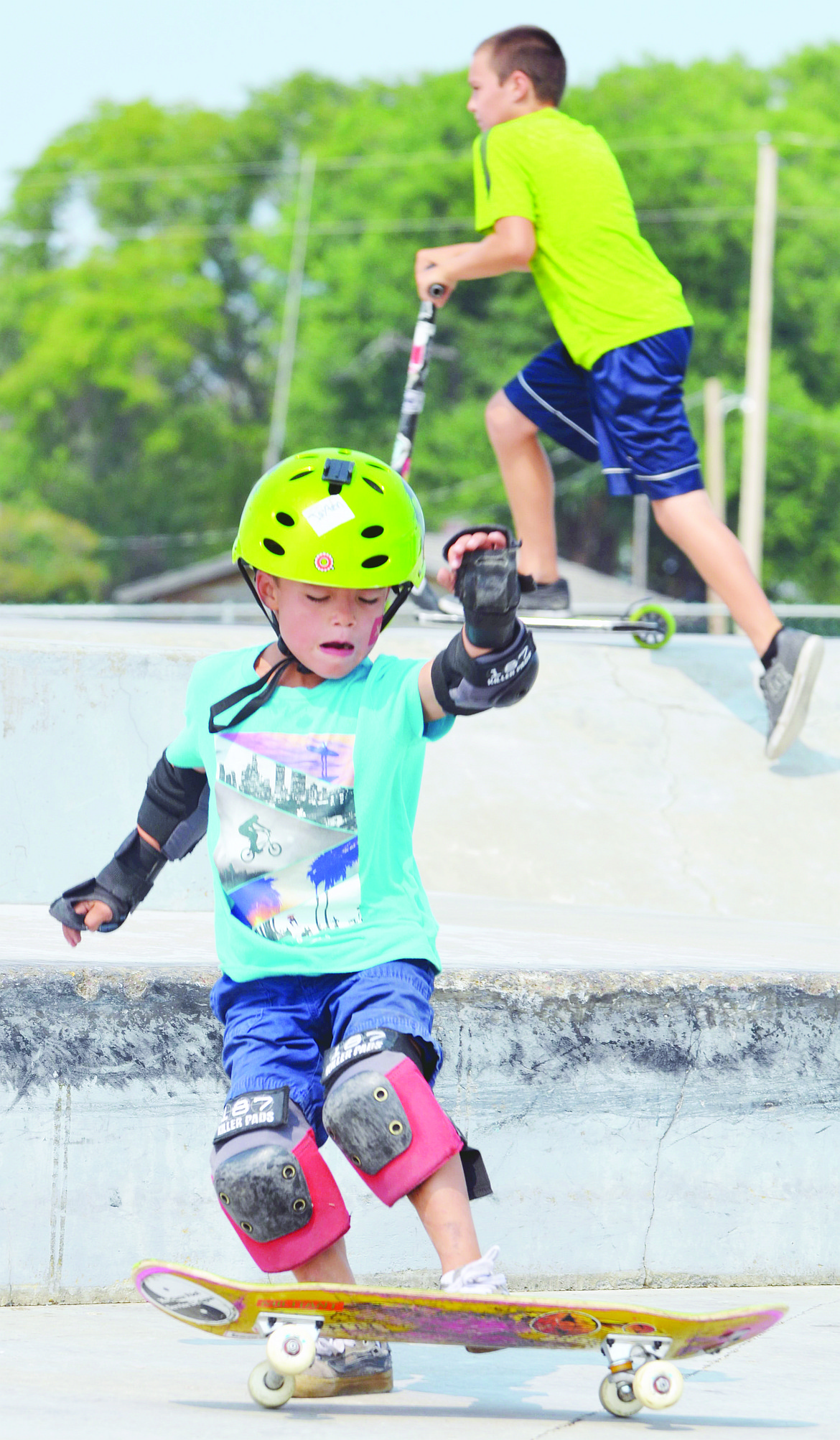 POLSON skatejam contestant  Jaxten Bykarl works on his technique during the Polson Skatejam Saturday afternoon at the Polson Skatepark. (Jason Blasco/Lake County Leader)