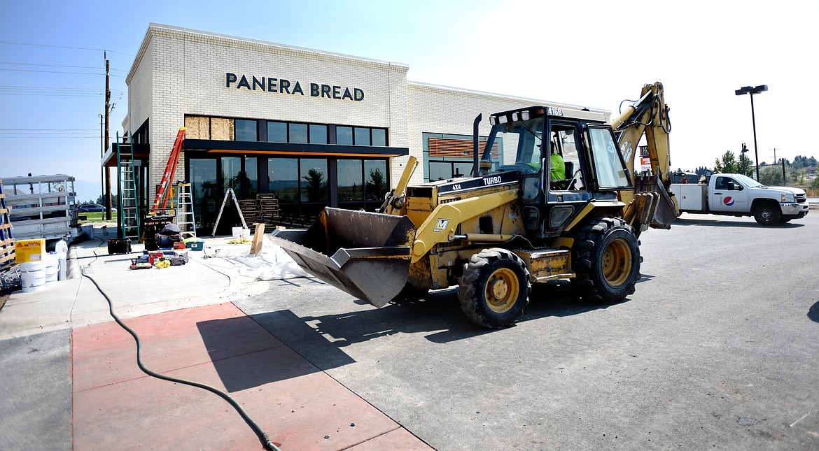 Construction crews are busy at Panera Bread on Wednesday afternoon, August 29. The new restaurant is in the same area of north Kalispell as Hobby Lobby and Krispy Kreme.(Brenda Ahearn/Daily Inter Lake)