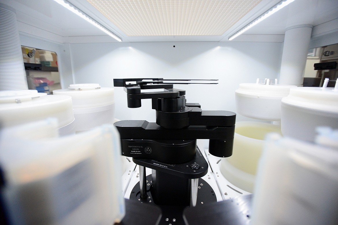 A look inside the plating chamber of a Soltstice S4 Electroplating System at ClassOne Technology in Evergreen on Thursday, Aug. 23. (Casey Kreider/Daily Inter Lake)