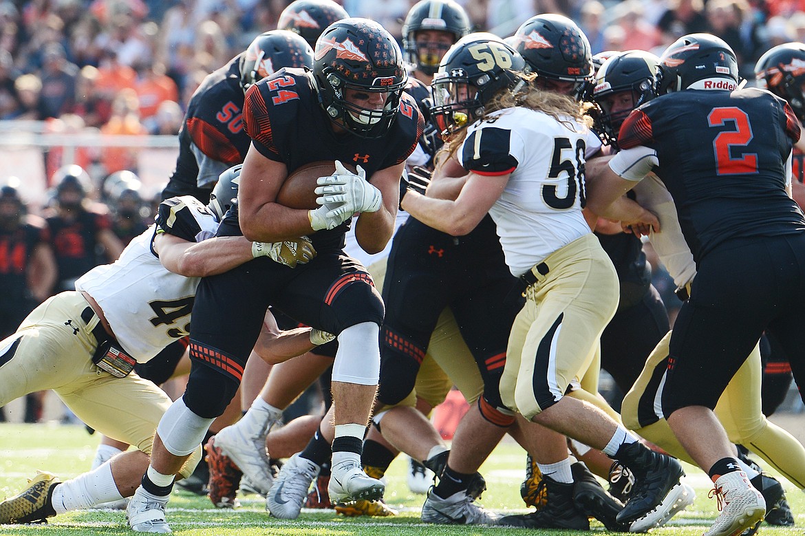 Flathead running back Blake Counts scores a first-quarter touchdown against Billings West at Legends Stadium on Friday. (Casey Kreider/Daily Inter Lake)