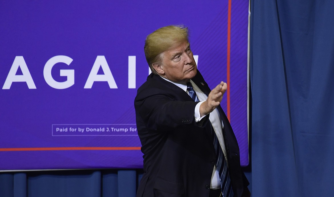 President Donald Trump waves to the crowd as he leaves the stage after speaking at a rally in Billings, Mont., Thursday, Sept. 6, 2018.(AP Photo/Susan Walsh)