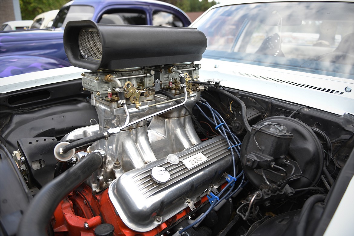 A Chevy Nova Super Sport with a big-block 396 cubic inch engine outside VFW Post 4042 in Bigfork before the poker run around Flathead Lake for the 11th annual Rumble in the Bay car, truck and motorcycle show on Saturday morning. (Casey Kreider/Daily Inter Lake)