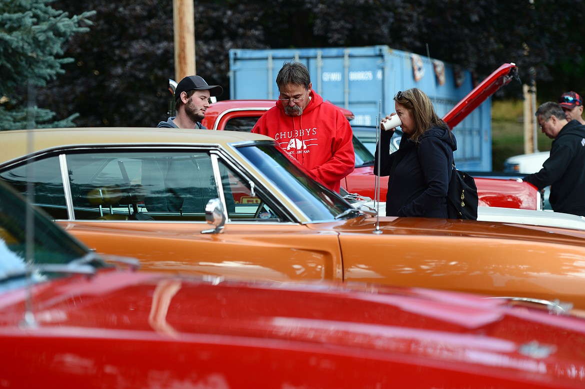 Classic cars line up outside VFW Post 4042 in Bigfork before the poker run around Flathead Lake for the 11th annual Rumble in the Bay car, truck and motorcycle show on Saturday morning. (Casey Kreider/Daily Inter Lake)