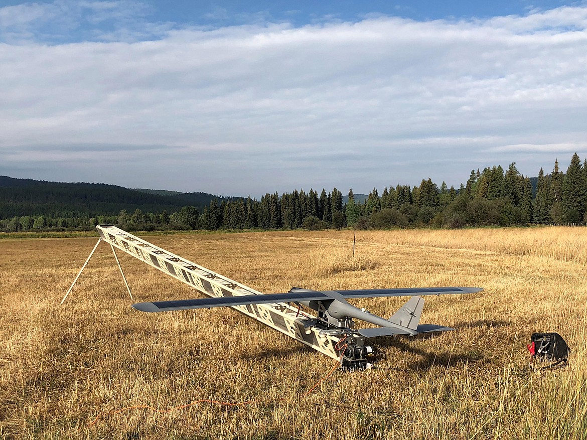 A drone under contract to the Bureau of Land Management flew Tuesday to capture infrared imagery that detected real-time heat and fire activity across the Sterling Complex fires. (Photo by R. Broyles)