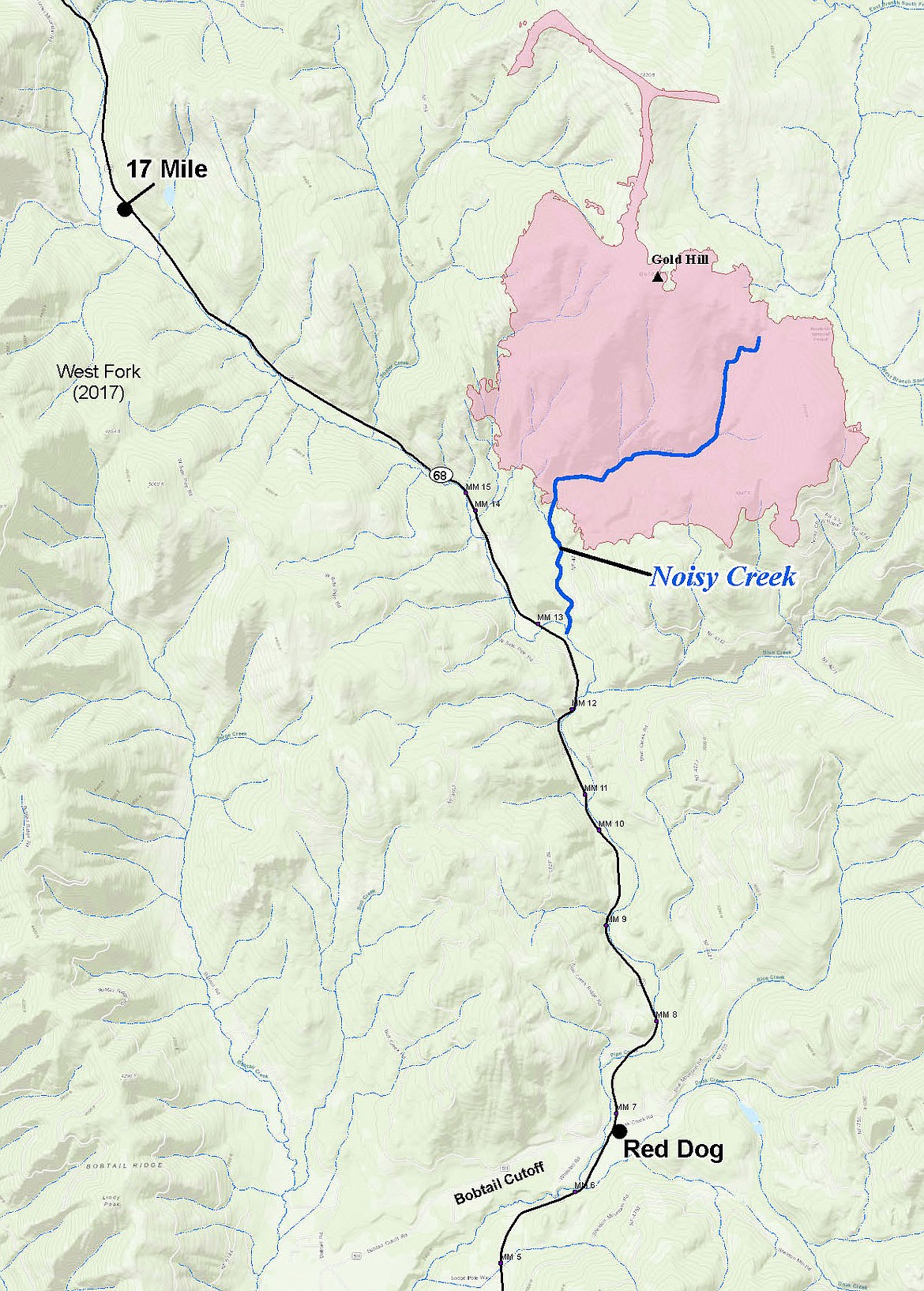 This map of the Gold Hill fire was provided Sunday. (Courtesy Northern Rockies Incident Management Team)