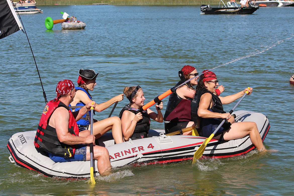 Cheryl Schweizer/Columbia Basin Herald
The Crusty Crab didn&#146;t win, but they brought plenty of water guns to the battle at the Pirate Regatta at Camas Cove Cellars Sunday.