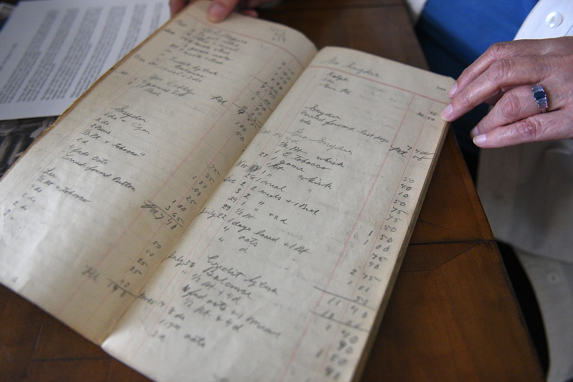 An &#147;order book&#148; detailing customers&#146; purchases at Polebridge Mercantile dating back to between 1904-1907 at Lois Walker&#146;s residence in Polebridge on Friday, Aug. 10. (Casey Kreider/Daily Inter Lake)