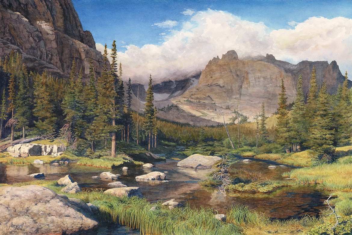 Jessica L. Bryant - Approaching The Loch, Rocky Mountain National Park - watercolor on paper, 16 by 24 inches