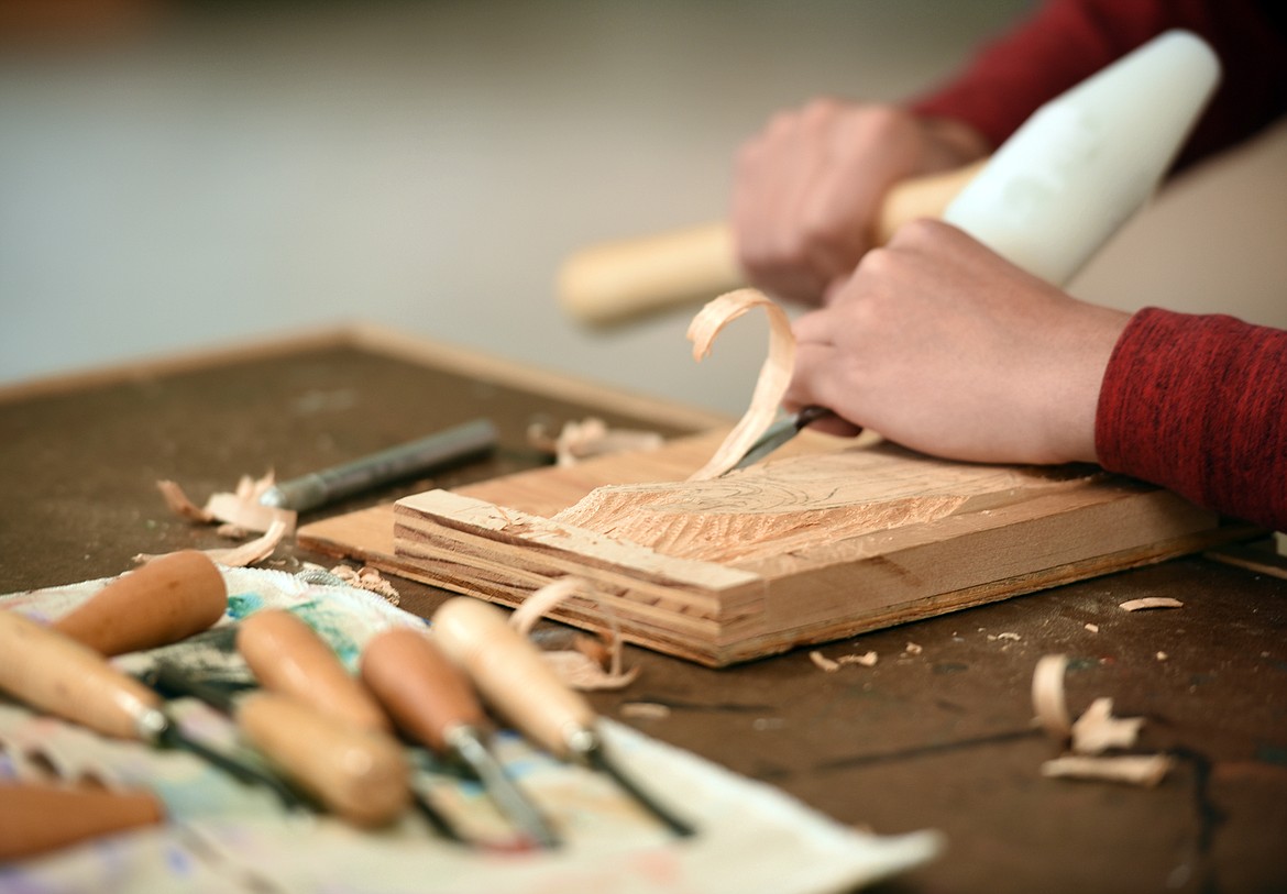 Detail of a student in Adam Shilling&#146;s art class.