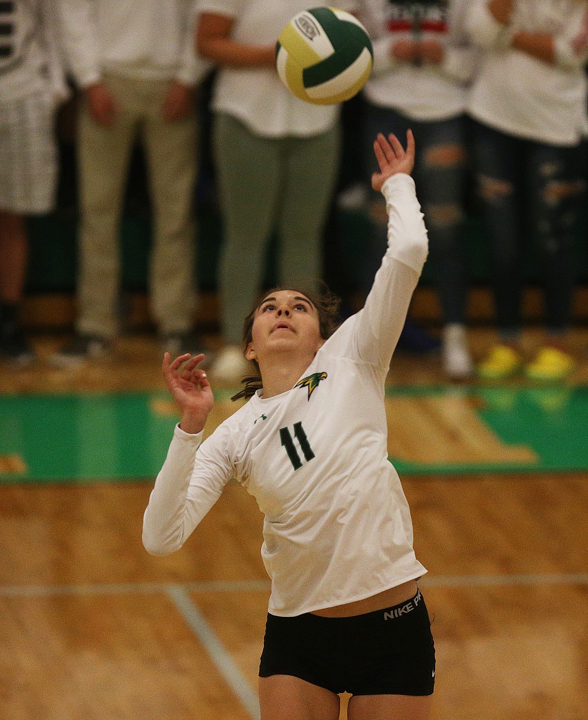 Lakeland&#146;s Katy Ryan hits a serve against Sandpoint in Thursday&#146;s match at Lakeland High School. (LOREN BENOIT/Press)