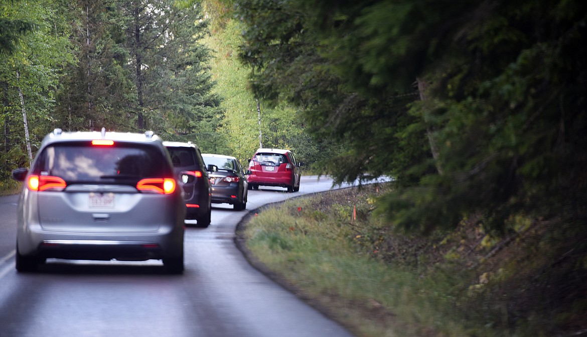 Traffic on the reopened Going-to-the-Sun Road in Glacier National Park on Monday.