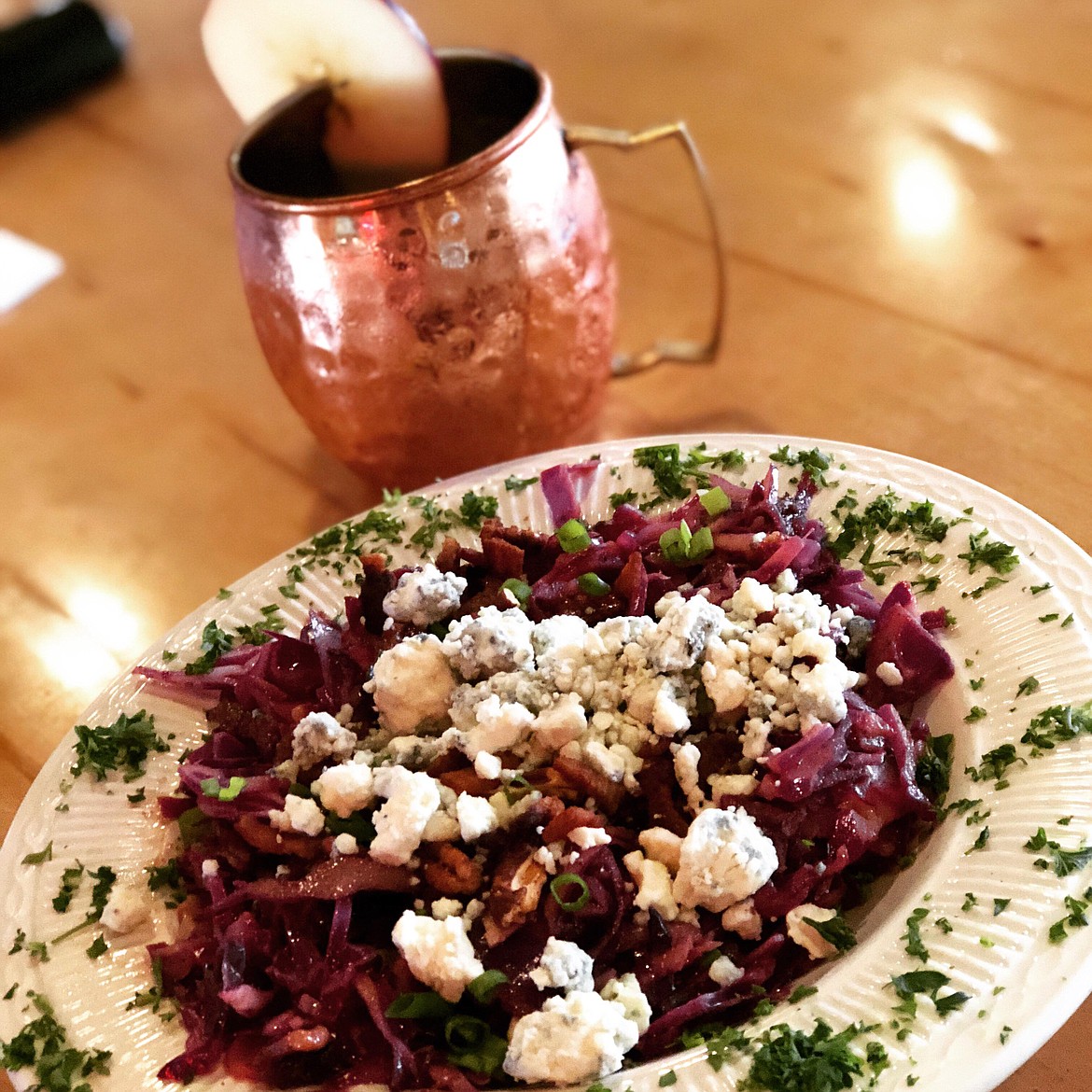 The Warm Red Cabbage Salad looked divine as it was served to diners awaiting a taste sensation.