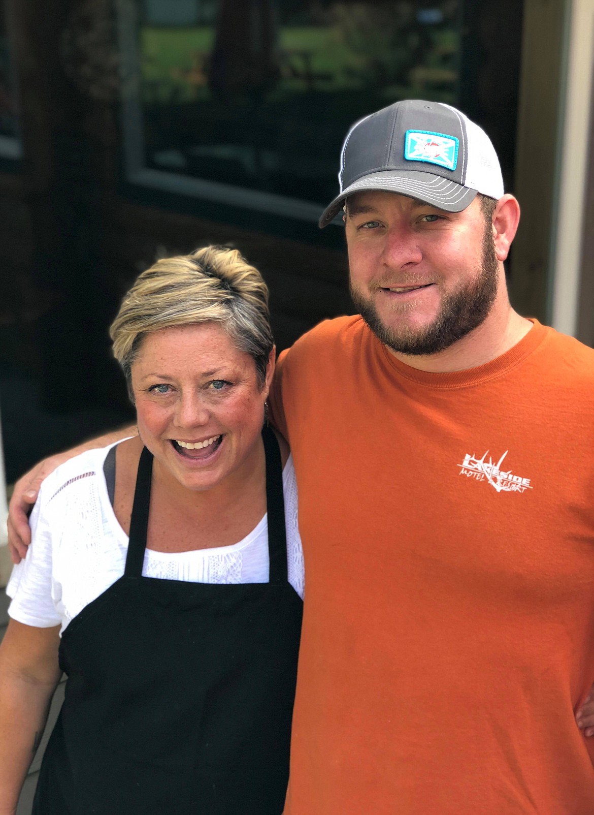 Chef Alex Mayberry is all smiles with Lakeside Motel and Resort owner Jake Rostker. (Erin Jusseaume photos/Clark Fork Valley Press)