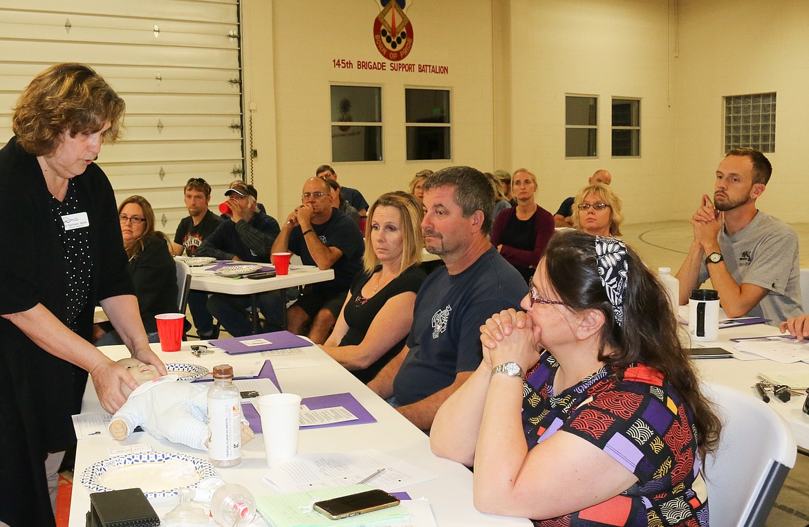 Photo by MANDI BATEMAN
Dr. Kathleen Webb teaches the class about neonatal resuscitation.