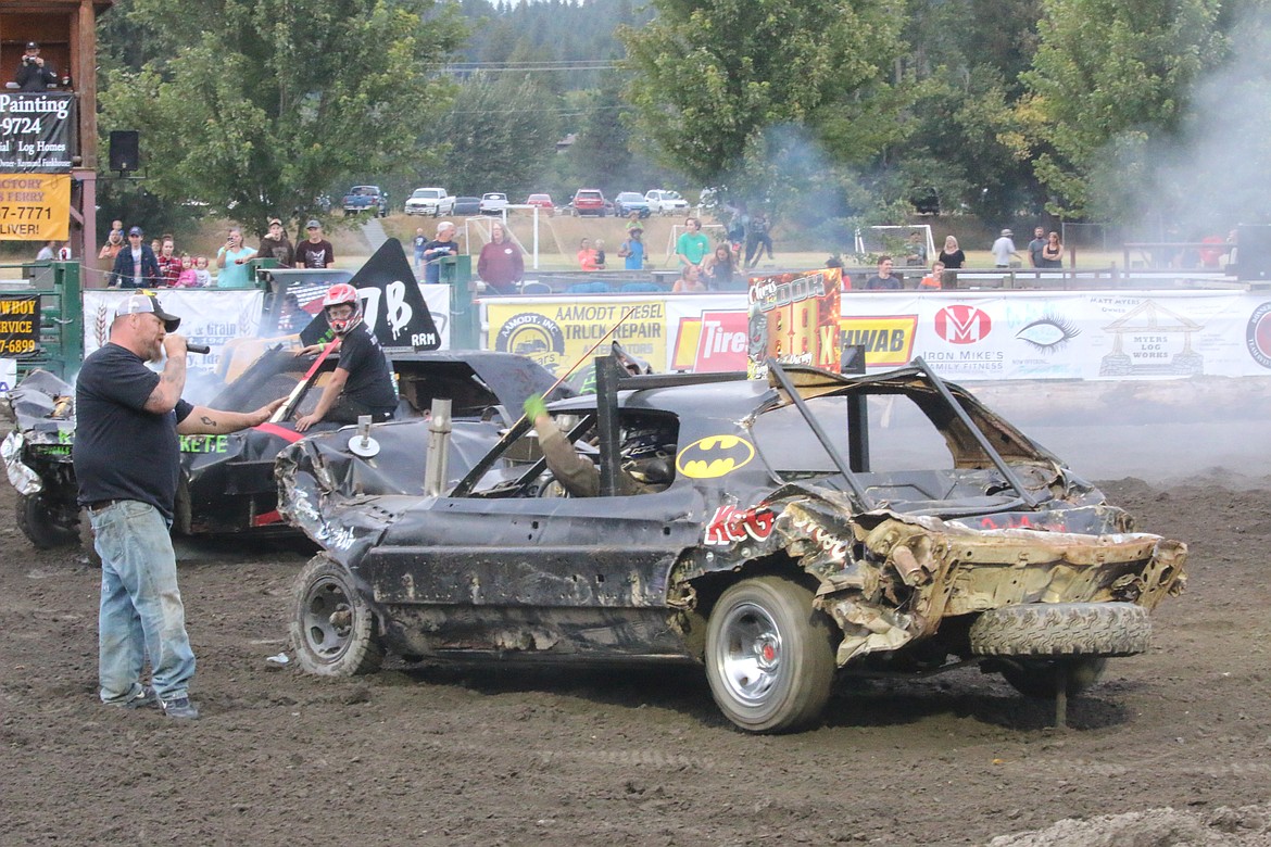 Photo by MANDI BATEMAN
Kyle Watts names Chris Cook as one of the Most Aggressive Drivers, while his back wheels are still spinning as he became stuck on a loose tire.