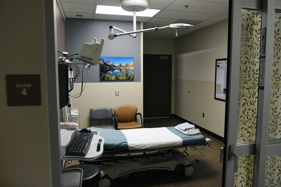 Newly-finished examination rooms during a tour of the new ER wing at Kalispell Regional Medical Center on Wednesday. (Casey Kreider/Daily Inter Lake)