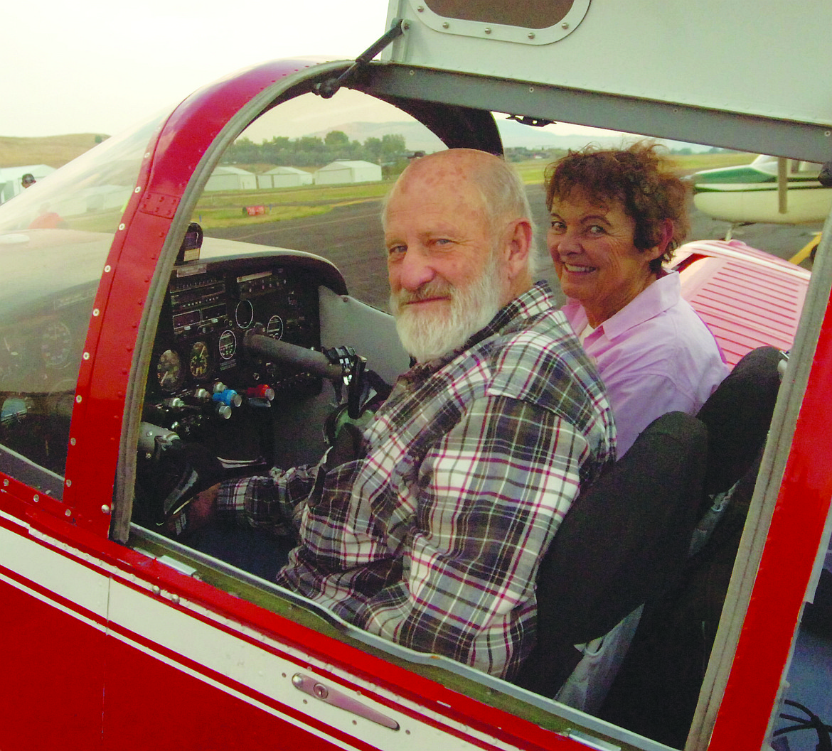 Bob Colby and Judy Rentner of Bigfork flew to Polson for Saturday&#146;s event, coming in with Bob&#146;s 1946 Globe Swift. Bob traded in a 1928 Curttis about two years ago for a &#147;newer&#148; plane.