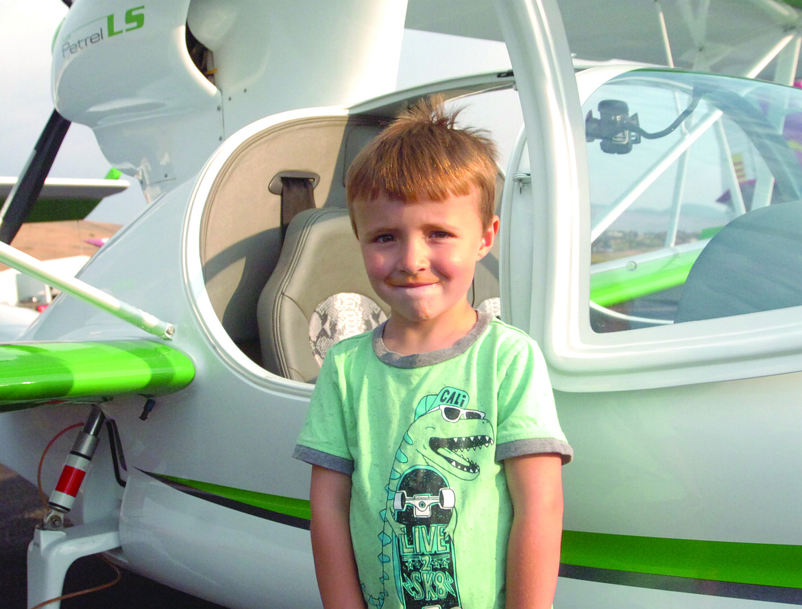 Taitum Folck, a 4-year-old from  Polson found a plane just the right size. It was a Super Petrel LS.