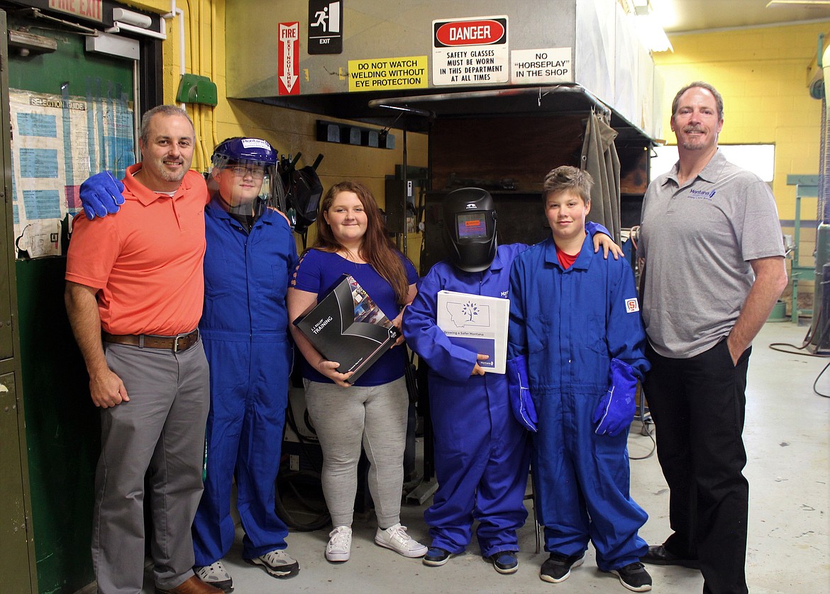 On Sept. 5, the St. Regis Industrial Technology class received safety equipment as part of the Safer Montana Equipment Grant Program. (Photo courtesy of Montana State Fund)