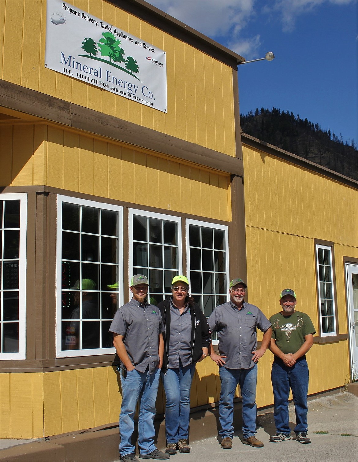 Mineral Energy Co. is a new propane store in Superior. Left to right: Scott Dodd, Beth Price, owner Kirby Smith and Calvin Berry. Smith formerly managed Energy Partners in Superior. (Kathleen Woodford/Mineral Independent)