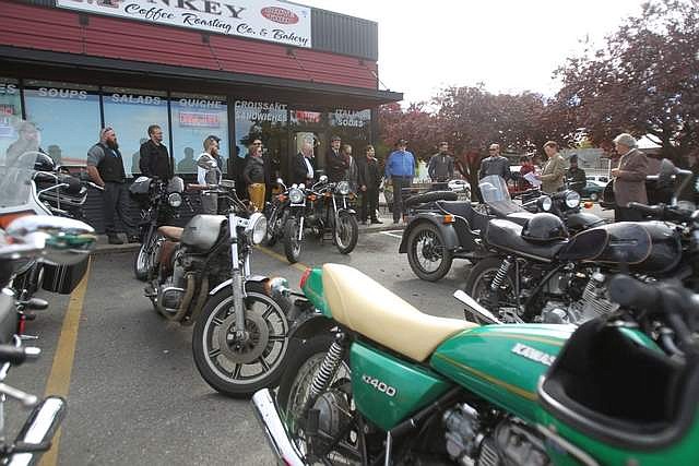 (Courtesy photo)
Riders gathered at Grumpy Monkey in Coeur d&#146;Alene before the 2016 Distinguished Gentleman&#146;s Ride. Their bikes consisted of vintage and modern classics and included a Ural with a sidecar.