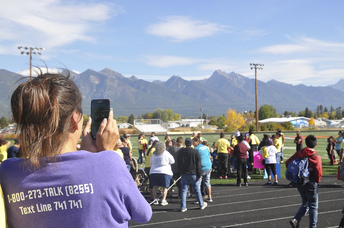 Yvette Makescoldweather records events from the suicide prevention walk that she helped organize. (Ashley Fo photos/Lake County Leader)