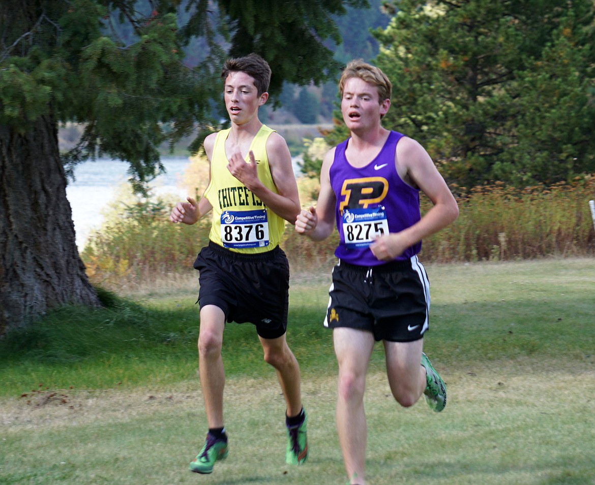 Bulldog Miles Vrentas finished in eighth place during the Thompson Falls Invite Thursday. (Matt Weller photo)