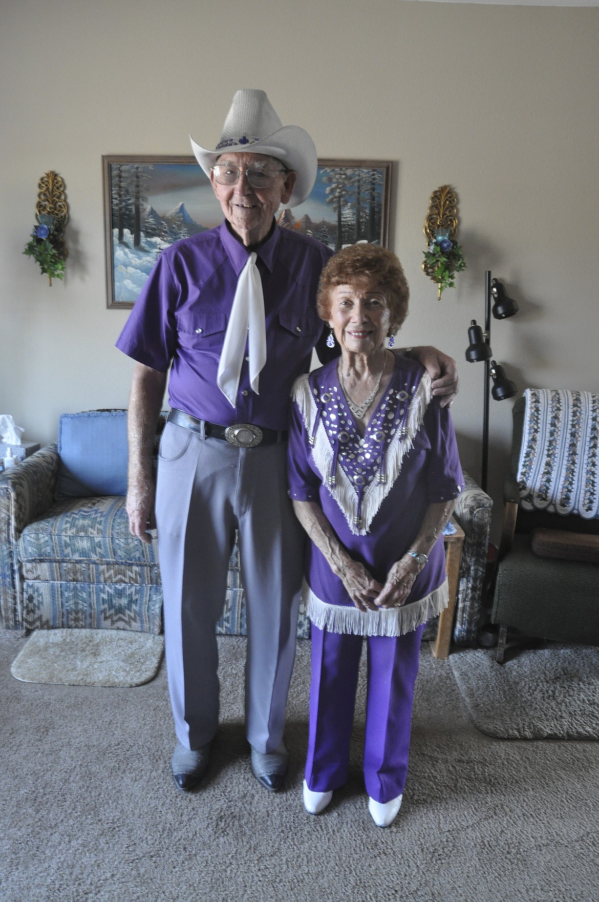 Gil and Erma Prier coordinate their outfits for their shows.