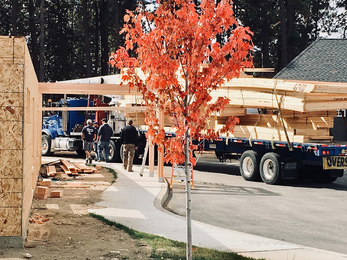 Supplies are being delivered to be used in construction of Chateau Rochelle, a fifth chateau-style apartment building going up on the campus of The Renaissance at Coeur d&#146;Alene. (Courtesy photo)