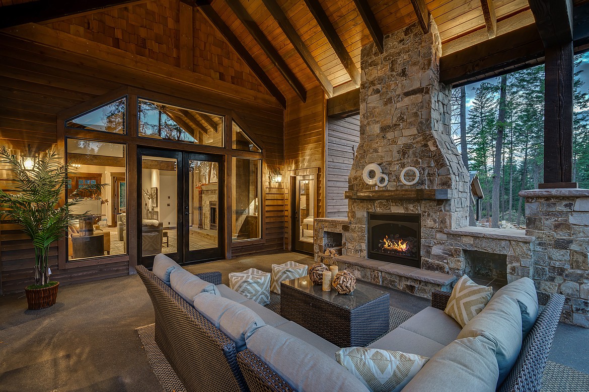 This outdoor living area, a covered patio with a natural fireplace and built-in barbecue, caught the public&#146;s eye on tours of &#147;The Summit&#148; during NIBCA&#146;s Parade of Homes.