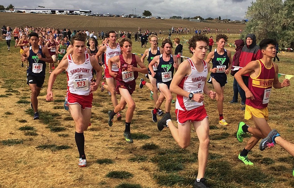 (Courtesy photo)
Pictured from left to right are Sandoint&#146;s Brady Nelsen, Gabe Merithew and Seth Graham, who helped the Bulldog boys set a school record for pack time.