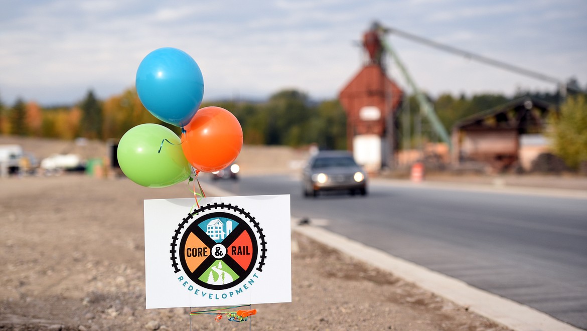 A sign lets those arriving know where to park for the Glacier Rail Park Grand Opening Ceremony on Monday, October 8, in Kalispell.(Brenda Ahearn/Daily Inter Lake)