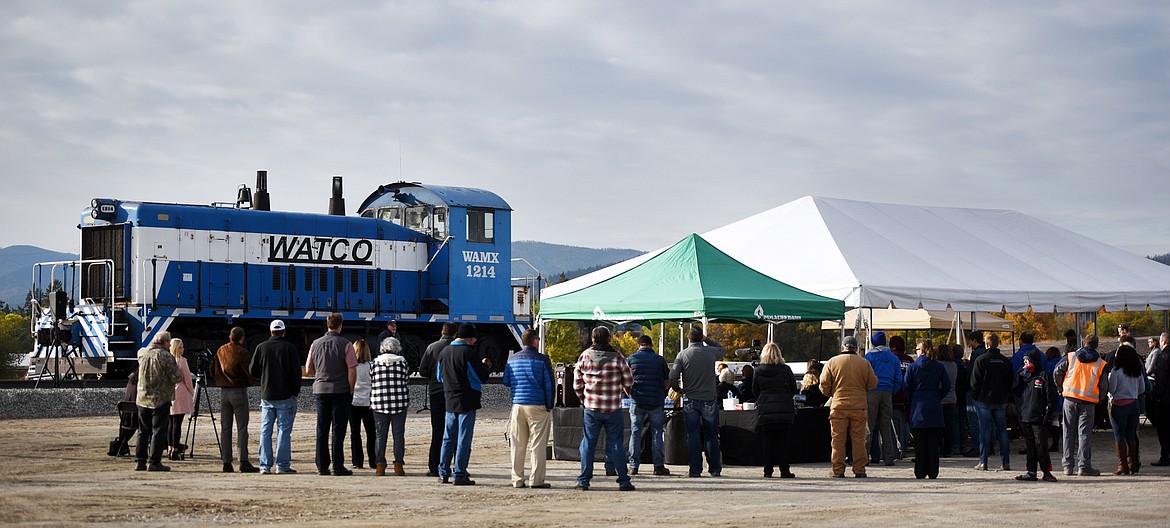 A crowd gathers for the Glacier Rail Park Grand Opening Ceremony on Monday, October 8, in Kalispell.(Brenda Ahearn/Daily Inter Lake)