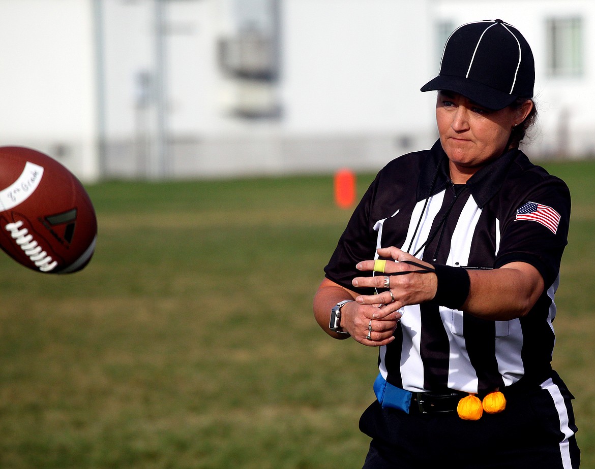 Rodney Harwood/Columbia Basin Herald
Othello native Amanda Voss refereed her first official game Sept. 4.