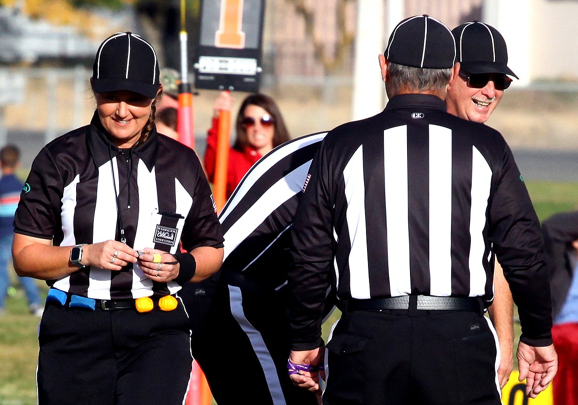 Rodney Harwood/Columbia Basin Herald
Amanda Voss, left, is the first female football referee in the Columbia Basin District.