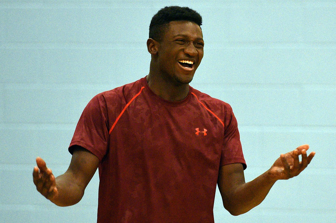 FVCC sophomore Manny Budke laughs after the opposing team scored a point because he was out of position.