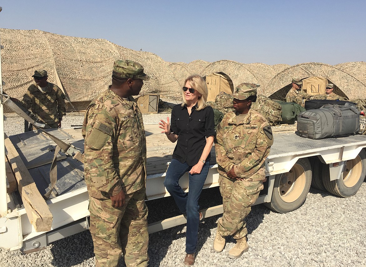 Courtesy photos
Martha Raddatz interviews U.S. soldiers while on assignment in Baghdad in 2016. The ABC News chief global affairs correspondent will share some of her insights with North Idaho on Oct. 11 during the Idaho Humanities Council&#146;s 15th Annual North Idaho Distinguished Humanities Lecture in Coeur d&#146;Alene.