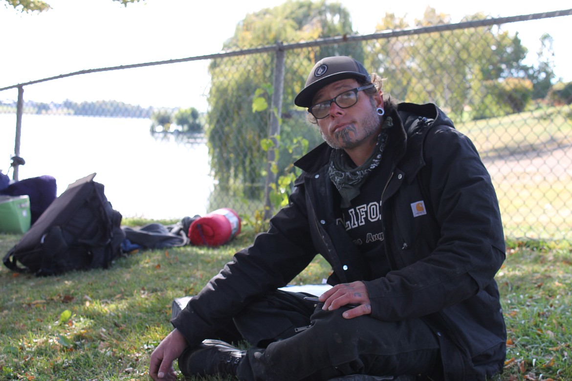 Emry Dinman/Columbia Basin Herald 
Many of the homeless in Moses Lake who are not originally from the area are just passing through. This man, originally from Texas, found himself in the area pursuing a job offer that turned up empty. He is making his way slowly to Maryland.