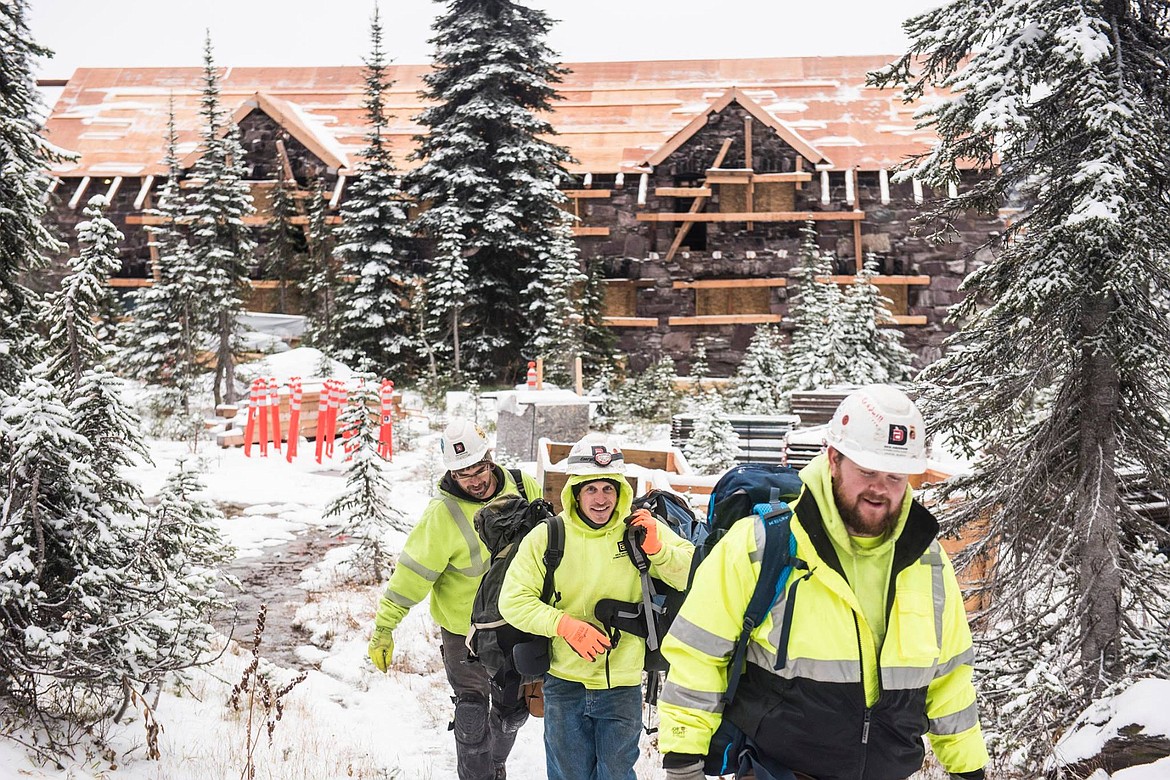 Construction crews at the Sperry Chalet in Glacier National Park. (Amy Boring photo/Glacier National Park Conservancy)