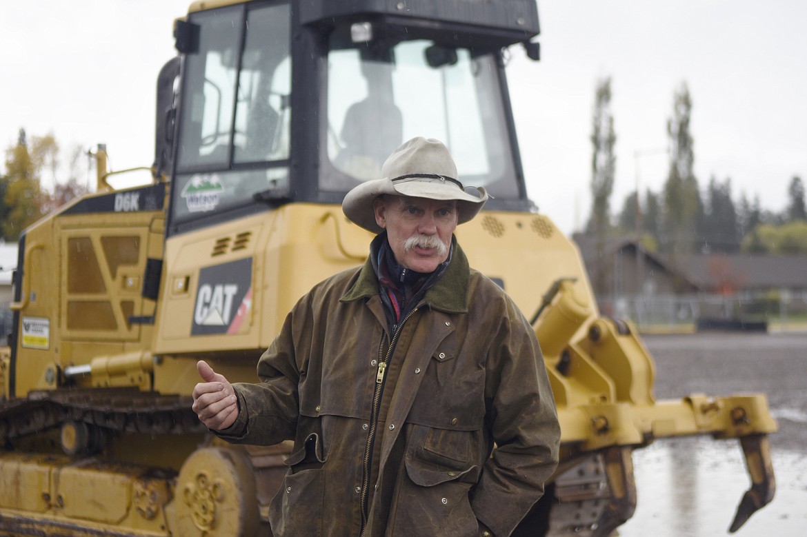 Dow Powell takes Whitefish High School students out to the new Muldown construction site last week. The tour came as part of Construction Week, hosted by the Montana Contractors Association and the Office of Public Instruction.