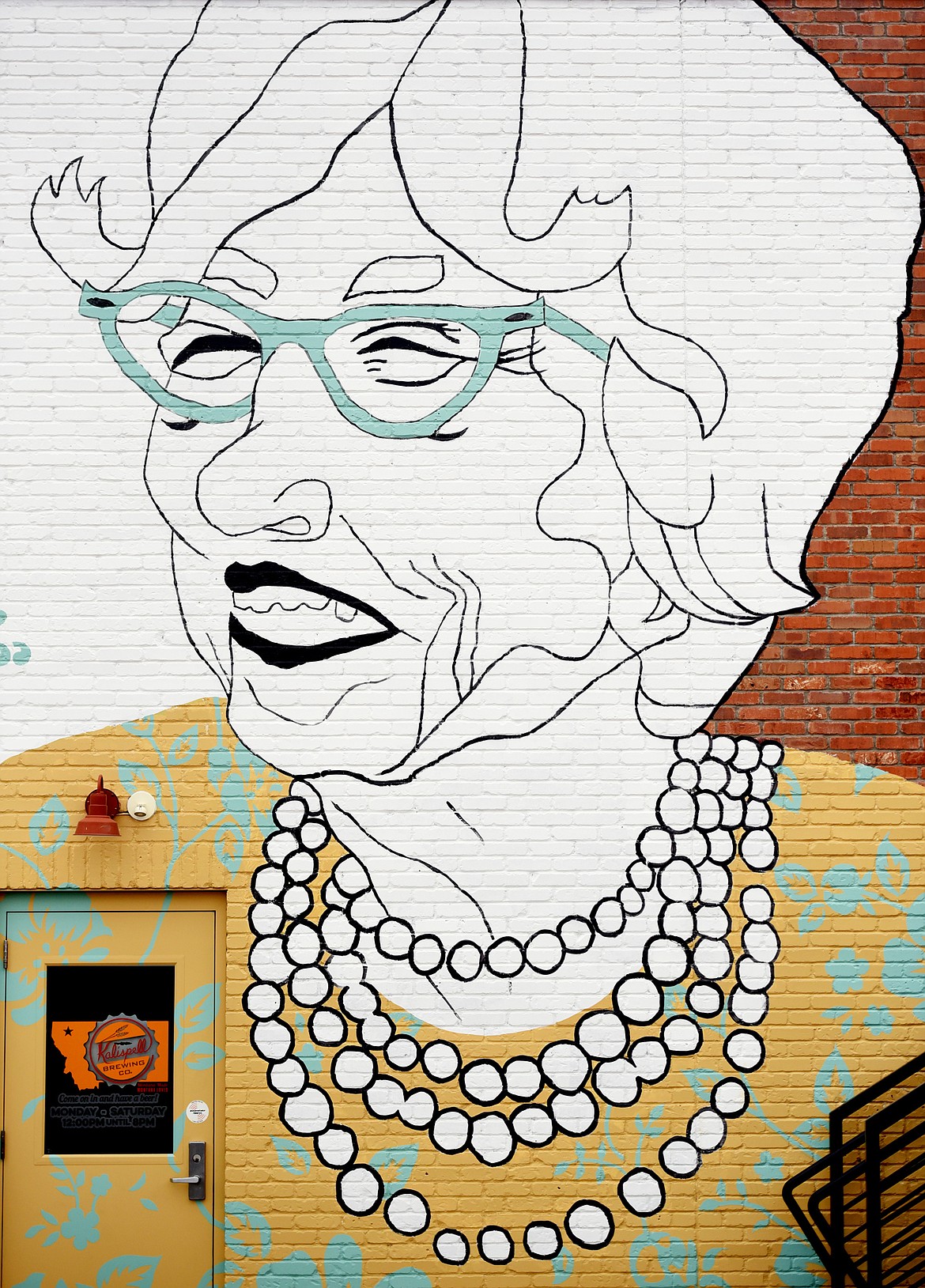 Detail of a mural of Jeannette Rankin by Tessa Heck.