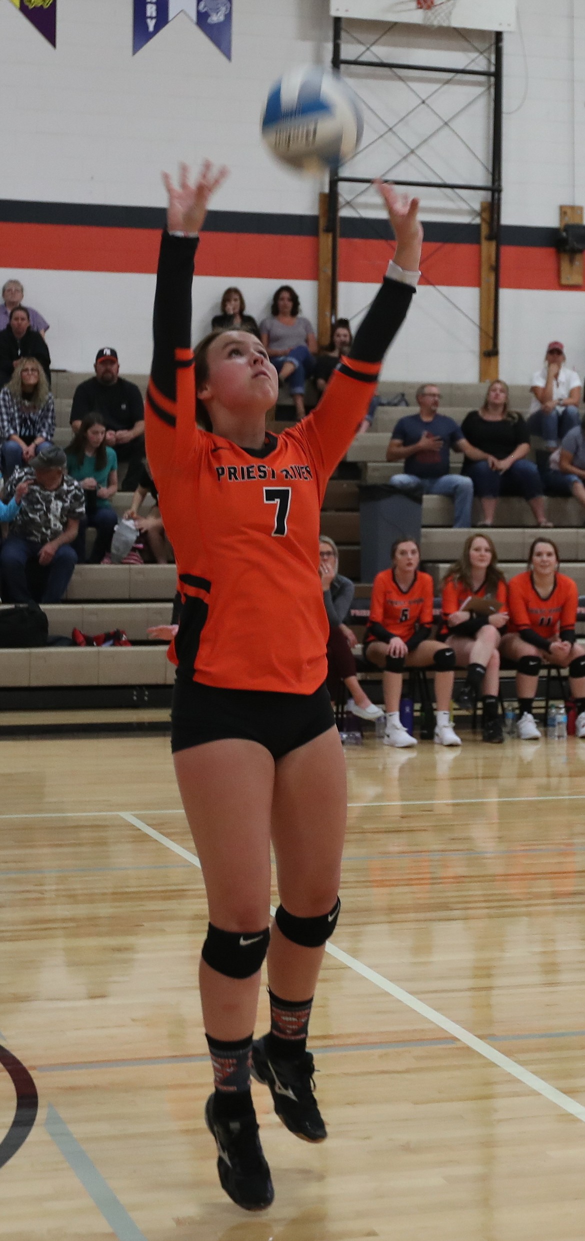 (Photo by ERIC PLUMMER)
Sophomore setter Harlee Meek feeds one of her hitters in earlier season action. The Spartans swept the Panthers twice recently in league play, and will host Kellogg on Thursday night.