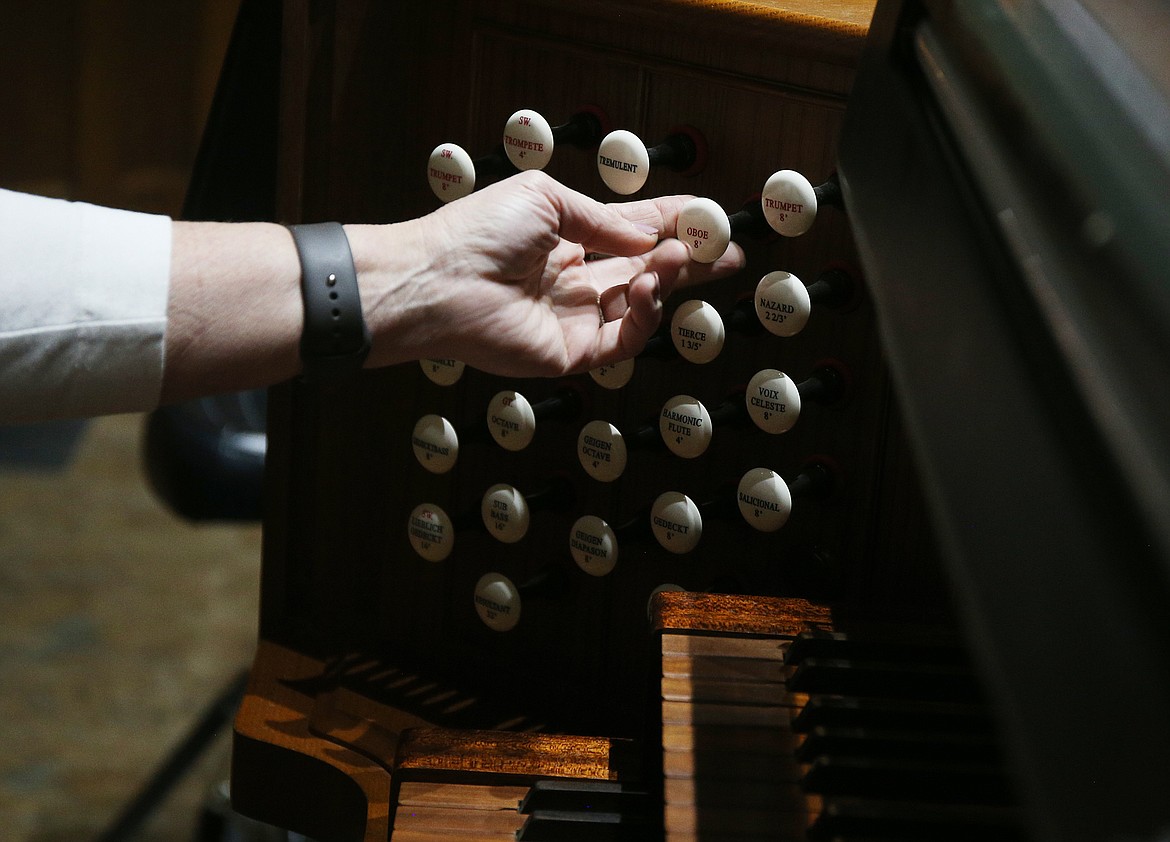 The church&#146;s pipe organ has many different stops to create particular sounds. Most organs have multiple ranks of pipes of differing pitch and volume that the player can employ.